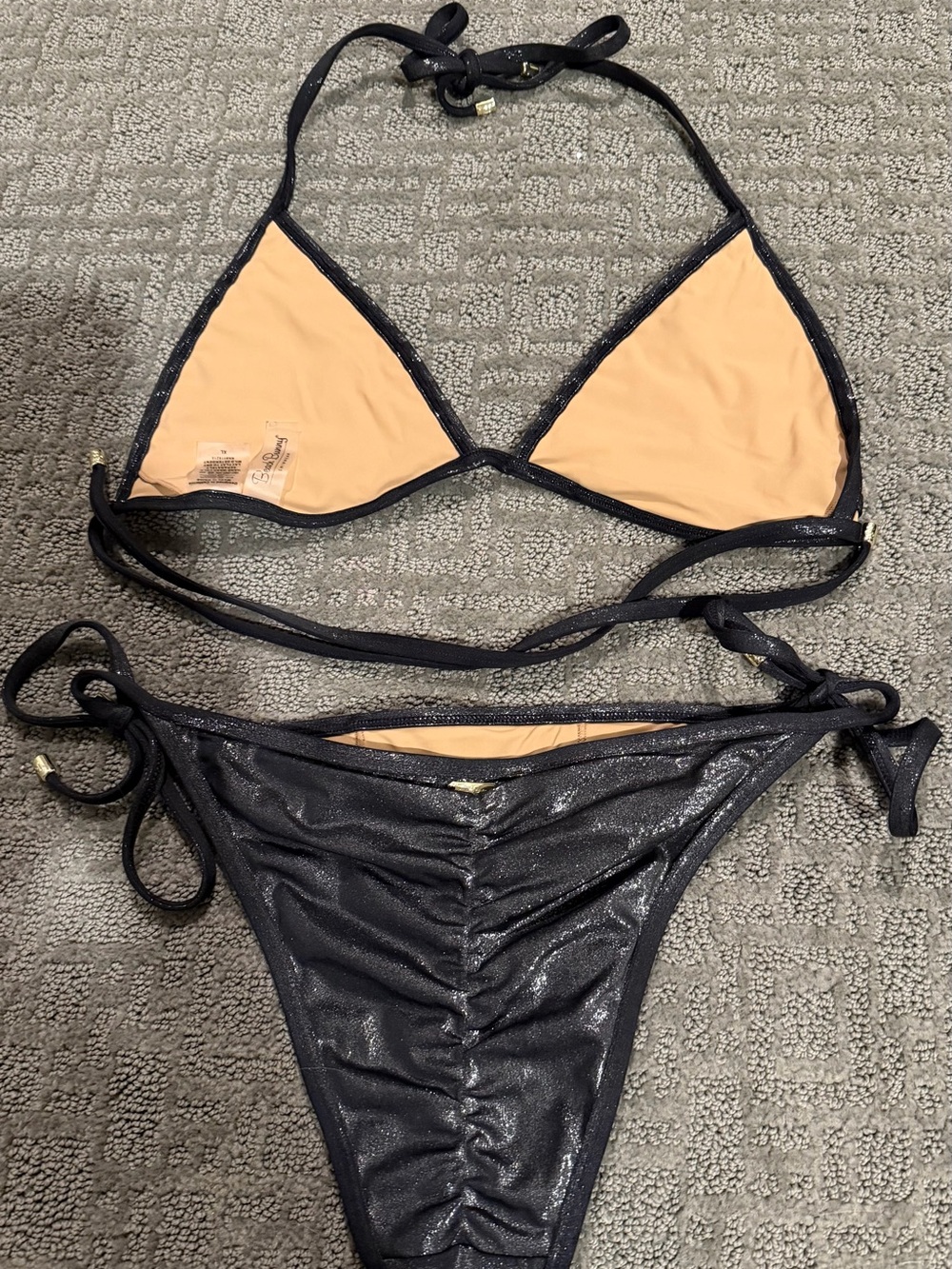 Beach Bunny Black Triangle shimmer Bikini Set - Picture 2 of 6